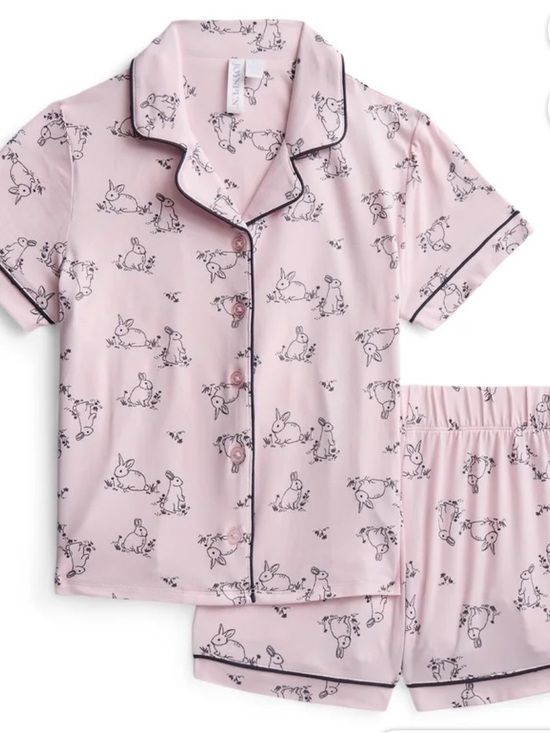 Joyspun Other - Girls' Pink Bunny Short Pajama Set with Contrast Piping